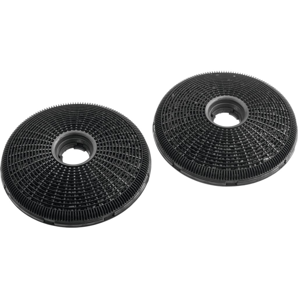 Two circular charcoal filters for a kitchen hood.