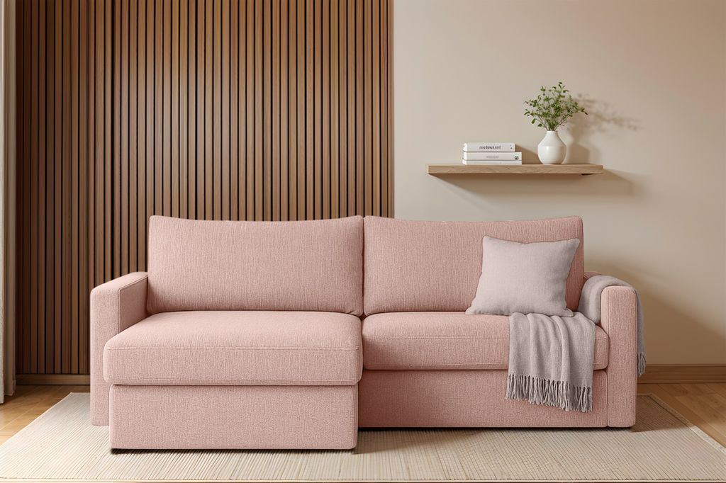 Ecksofa Sofa mit Schlaffunktion BENDIK Stoff Faro Rose Produktbild 