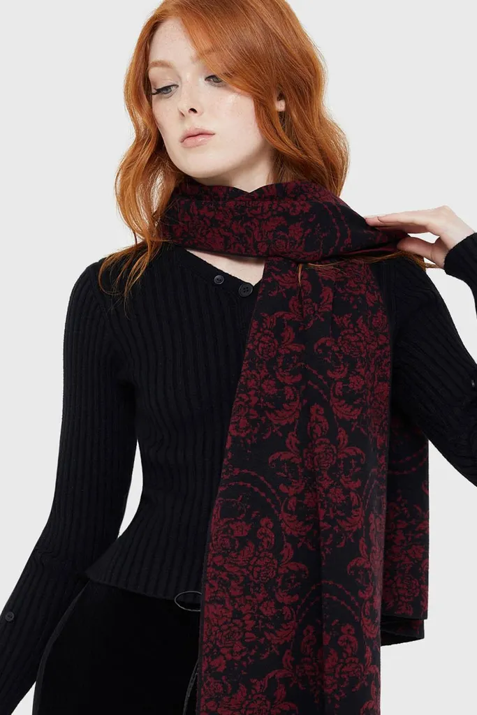 Sciarpa KILLSTAR Fiend Originale | Accessorio Gothic Jacquard Nero e Rosso