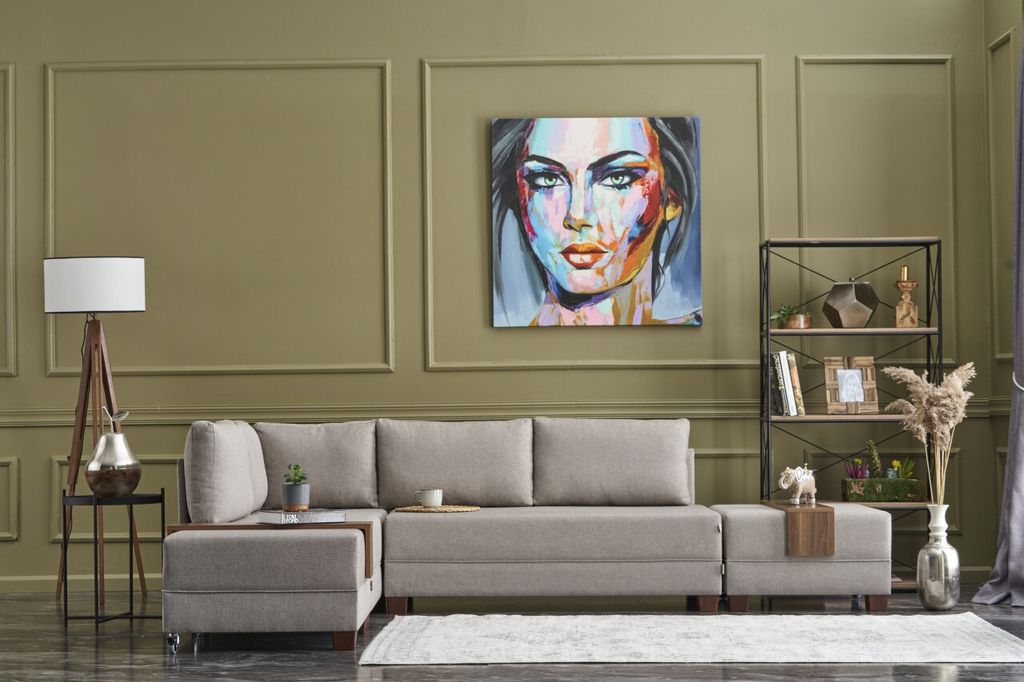 Hanah Home, Fly Left - Cream, Schlafsofas, Ecksofa mit Schlaffunktion, Creme, Baumwolle, 210 x 70 x 280 x cm
