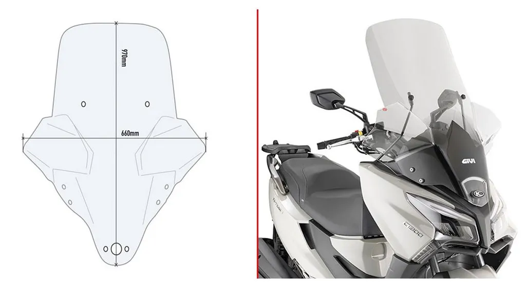 Bulle Givi 6115DT pour Kymco X-Town 125 et 300 City - Pare-brise Incolore