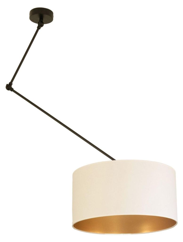 Deckenlampe Metall Stoff Gelenkarm in Schwarz Weiß Gold E27 Modern