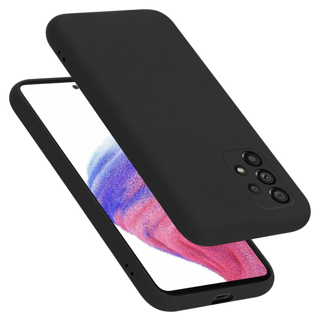 A black phone case is shown diagonally over a smartphone screen.