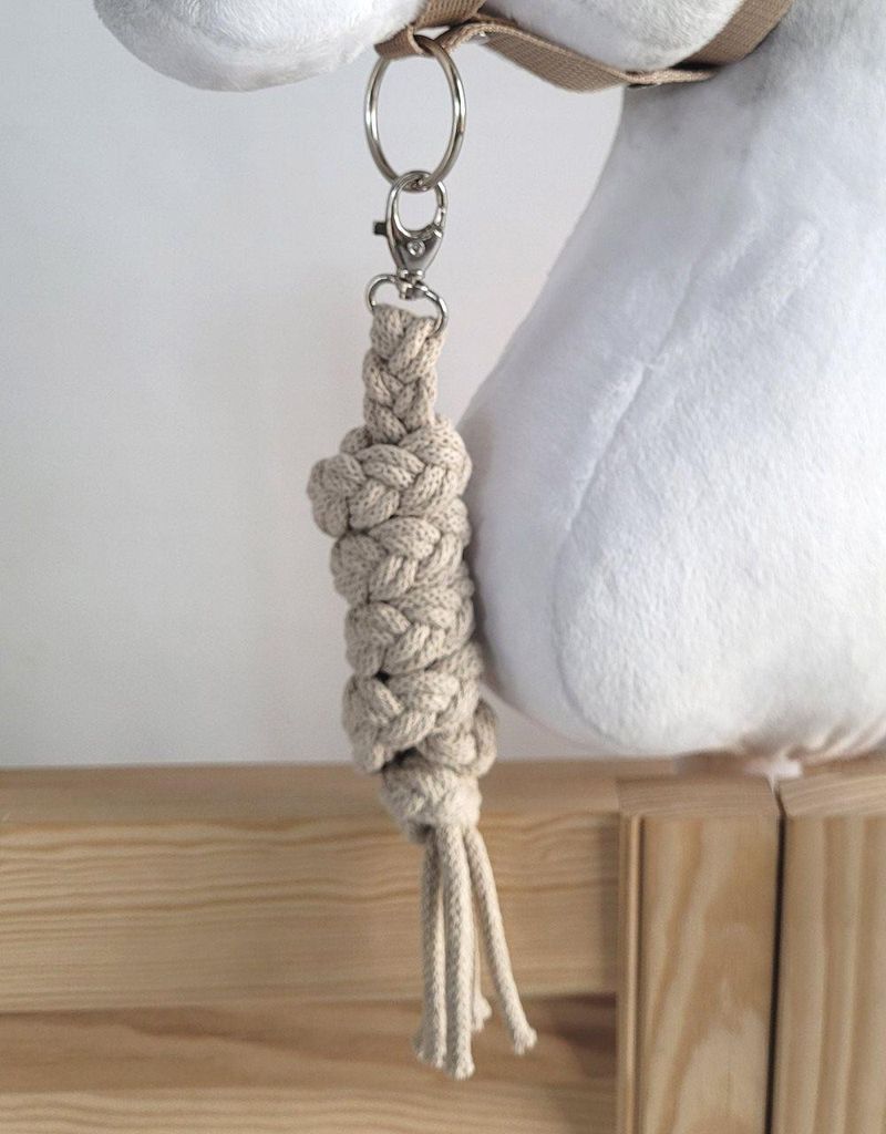 Double Rope Rein, Handmade Horse Line, bekväm & antiallergisk - Beige - 73 cm