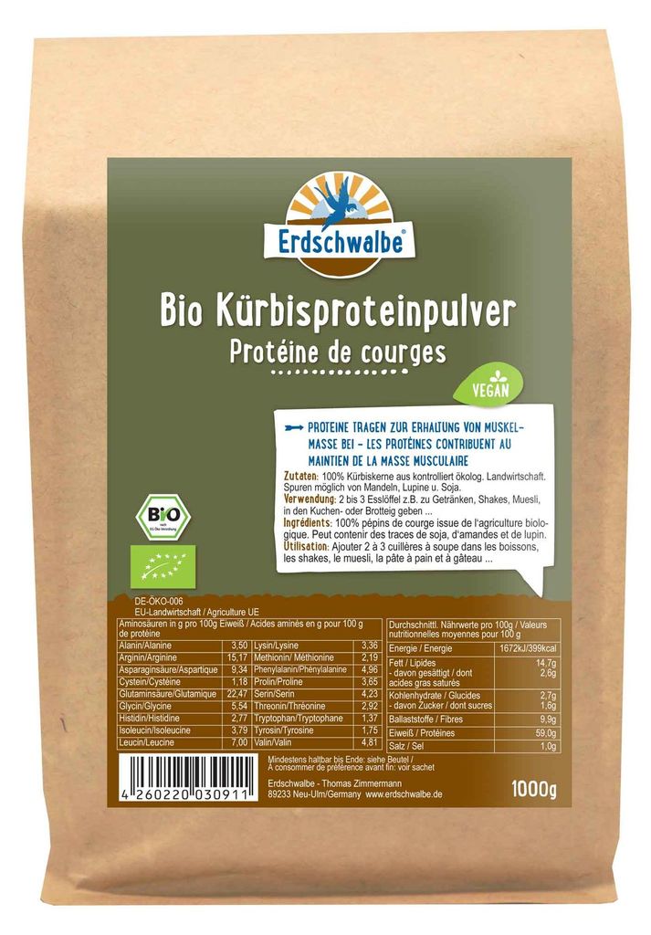 - Bio Kürbiskern Protein - veganes Protein - 1kg Produktbild 