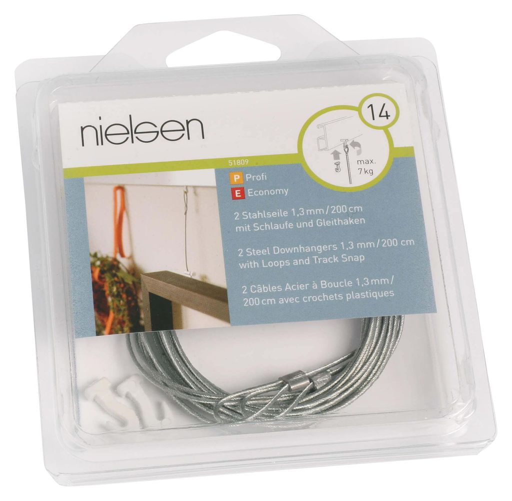 nielsen Stahlseil 2m mit Schlaufe und Gleithaken für Produktbild 