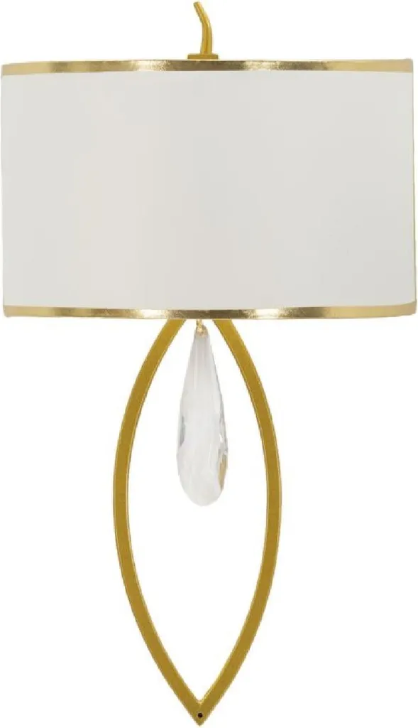Applique Chic Vienna Métal Or et Tissu Blanc 26x15x50 cm Mauro Ferretti