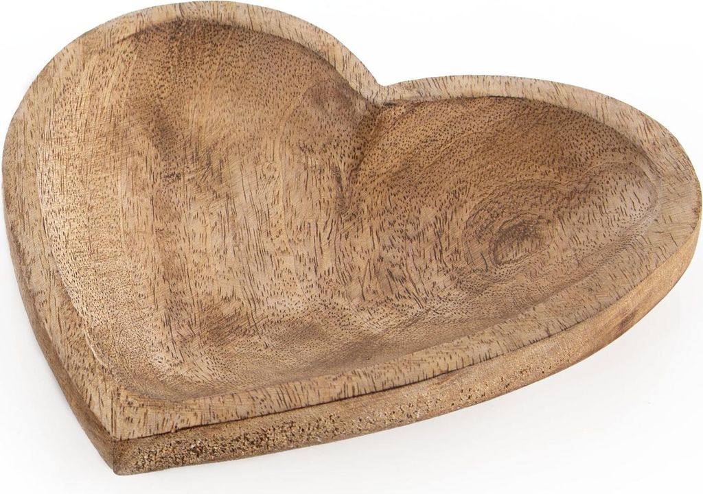Herz Schale aus Holz 20 cm braune Holzschale 15 cm