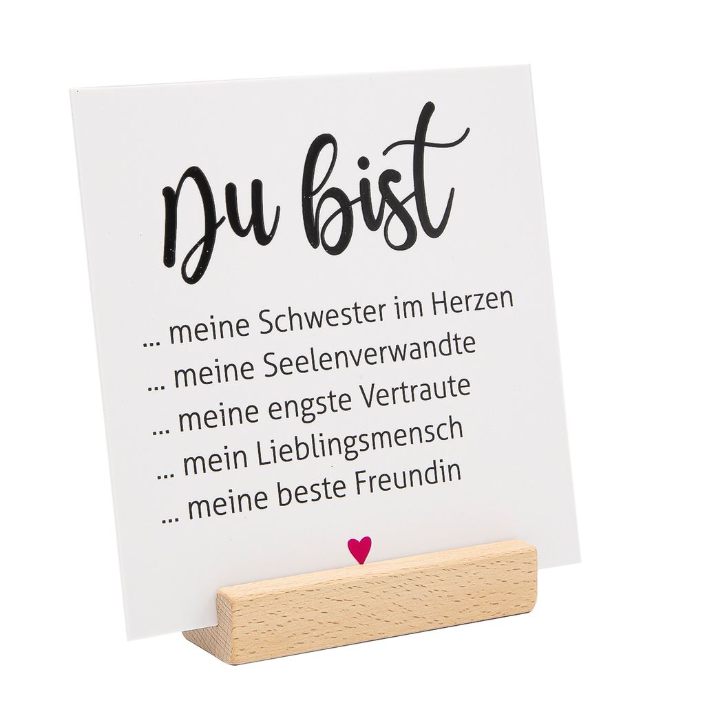 younikat Scild Geschenk-Idee für Freundin I 15 x15 cm -Du bist- mit Hozsockel Lieblingsmensch I dv1343