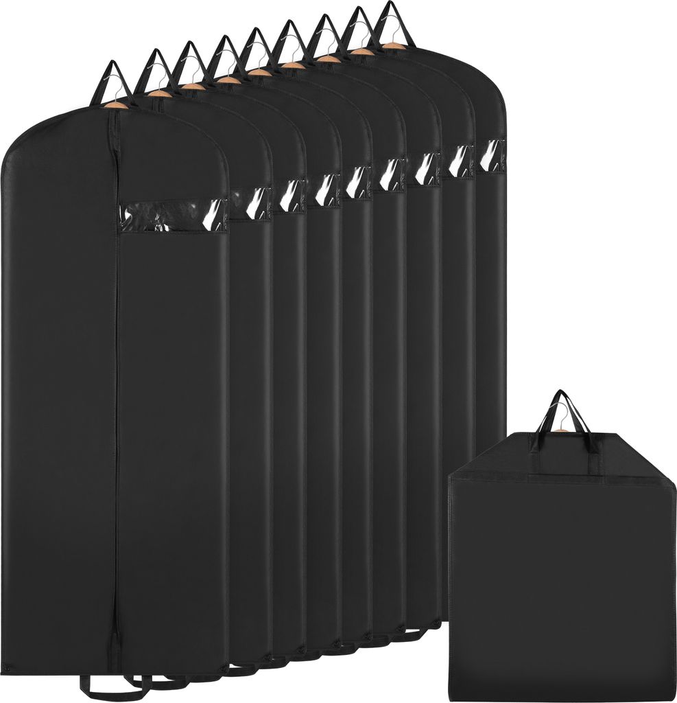 Jayseuw Kleidersack 10er set 150x60cm Schutzhülle Kleiderhülle mit einem Griff schwarz