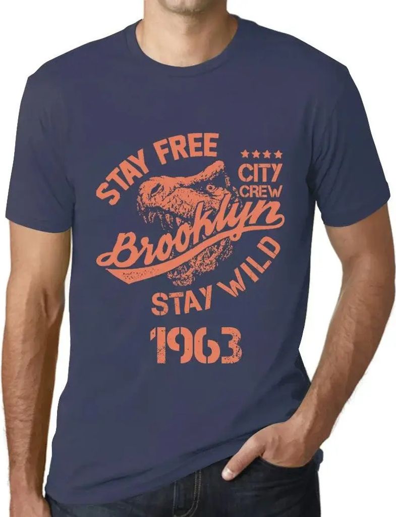 Herren Grafik T-Shirt Stay Free Stay Wild 1963 Geschenk 61. Geburtstag Jahrestag 61 Jahre Jubiläum 61 Jährige Mann Jahrgang 1963 Kurzarm Lustige ...