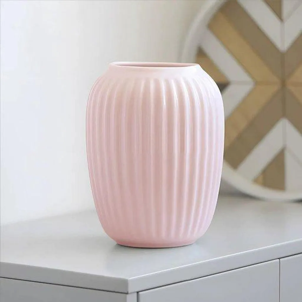 Vase en céramique rouge artisanal de 20 cm - Finition émaillée brillante