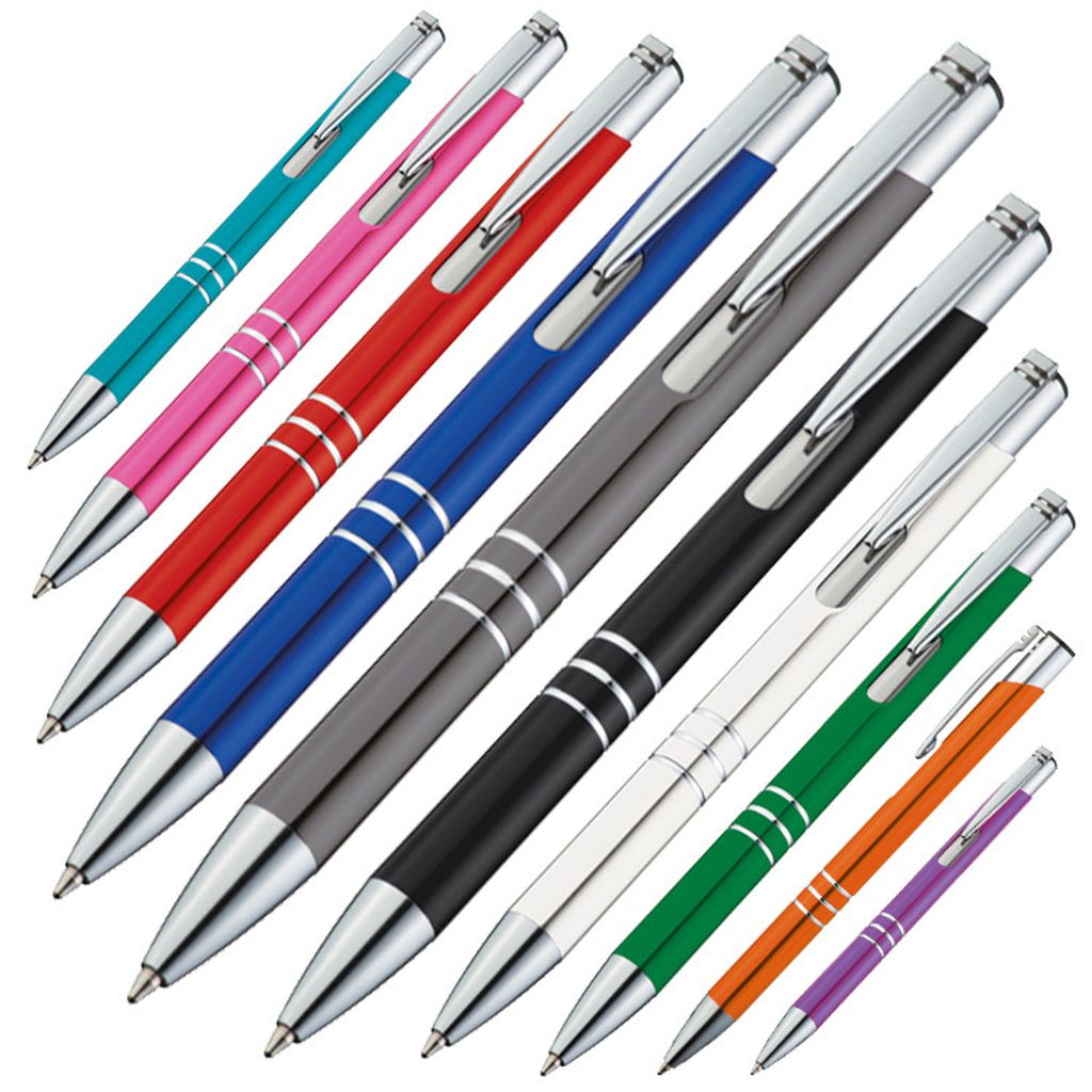 10 Kugelschreiber mit satiniertem Gehäuse 10 verschiedene Farben 