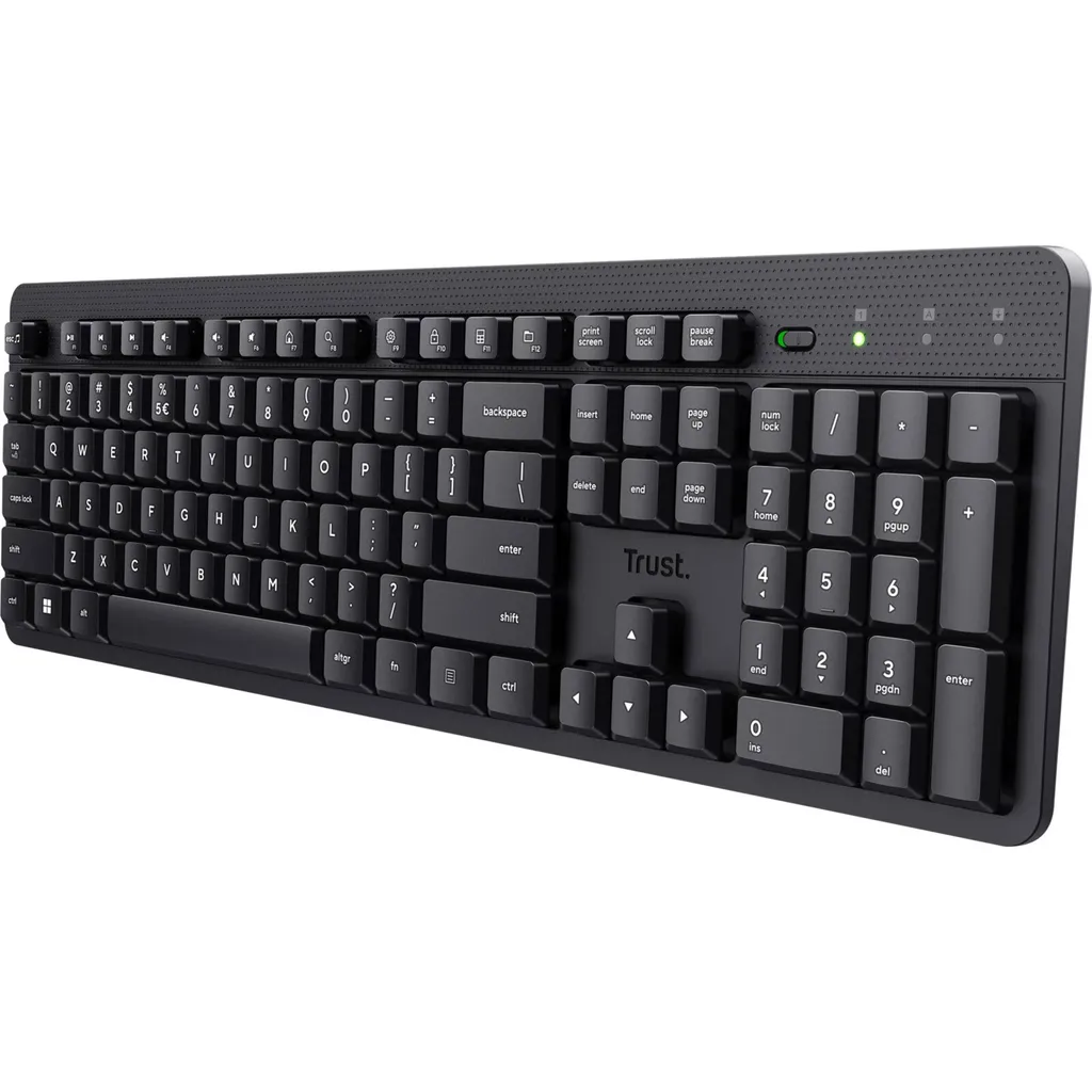 Clavier de Bureau Sans Fil Trust Ody II Noir QWERTZ pour Travail Quotidien