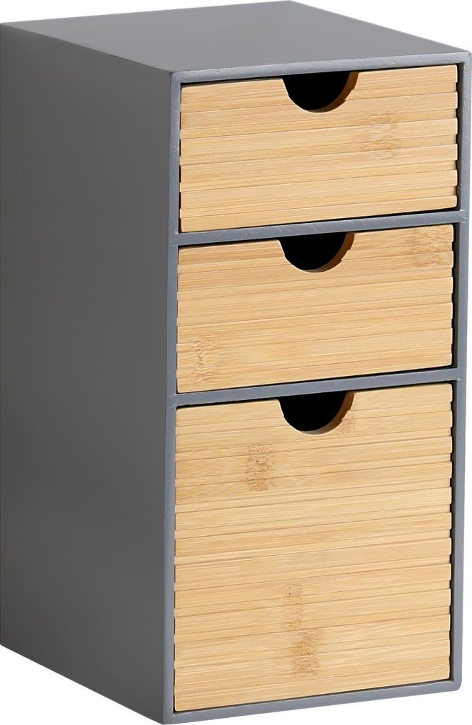 Kesper 58965, Bambusowy, Naturalny, Szary, 3 szuf., 140 mm, Zdjęcie produktu 