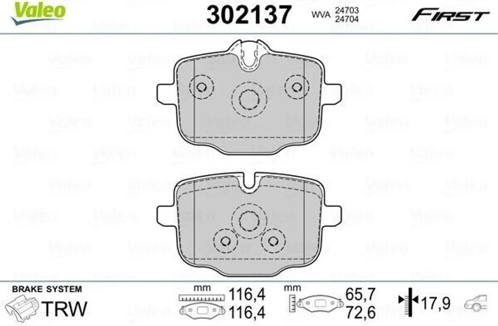 Jeu de Plaquettes de Frein Arrière pour BMW X3 G01 et X4 G02 Valeo 302137