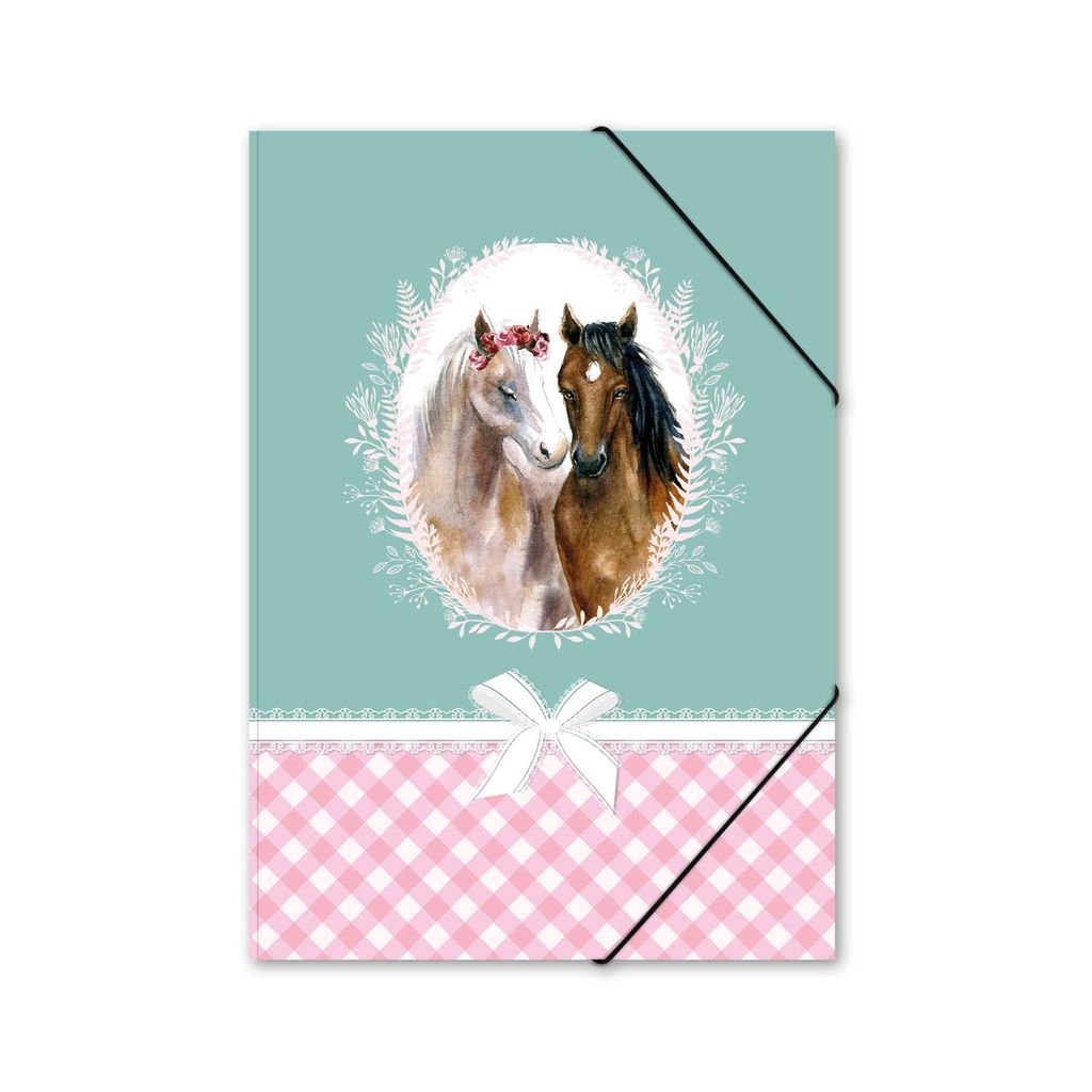 itenga Gummizugmappe Zeichenmappe A4 Motiv Pferde