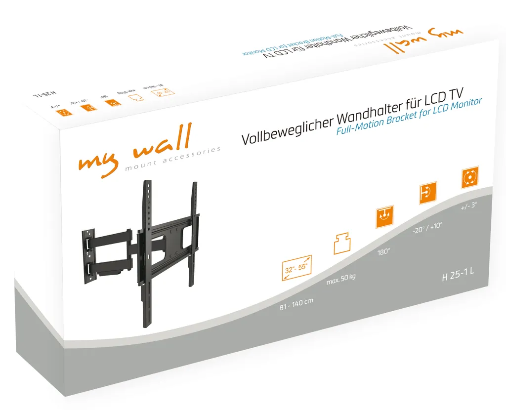 Support Mural TV Orientable et Inclinable 32-55 Pouces Charge 50 kg