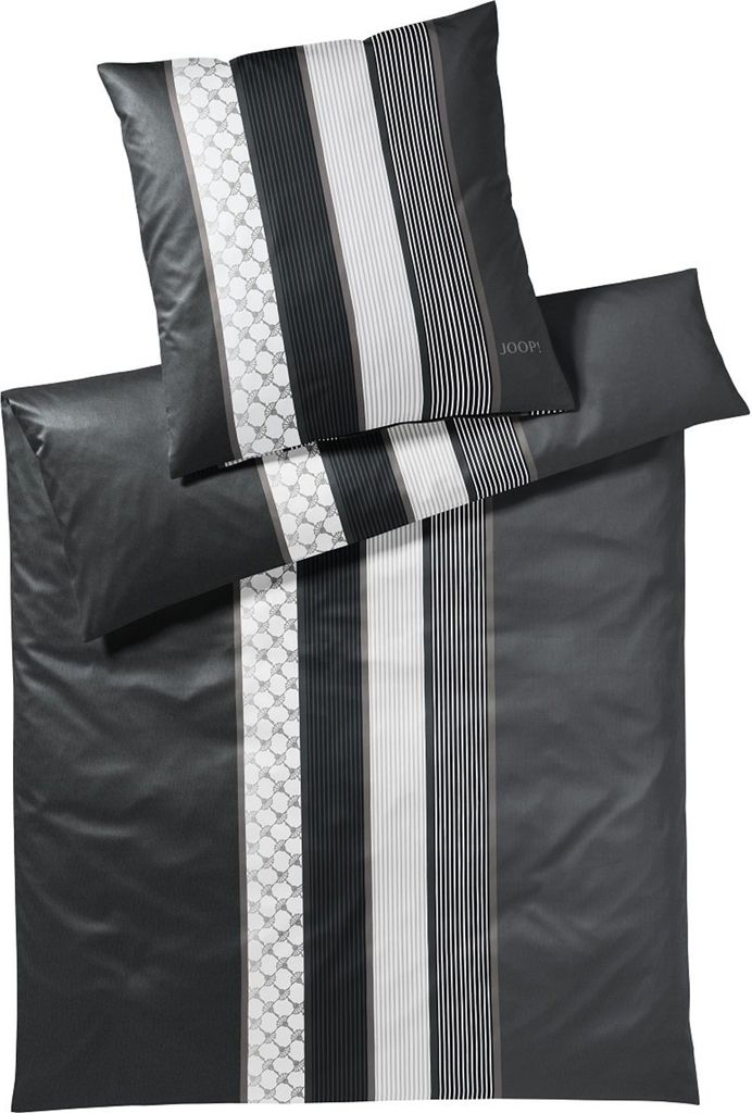 JOOP! Mako-Satin Bettwäsche Cornflower Stripes Farbe deep Stone Größe 80x80 240x220