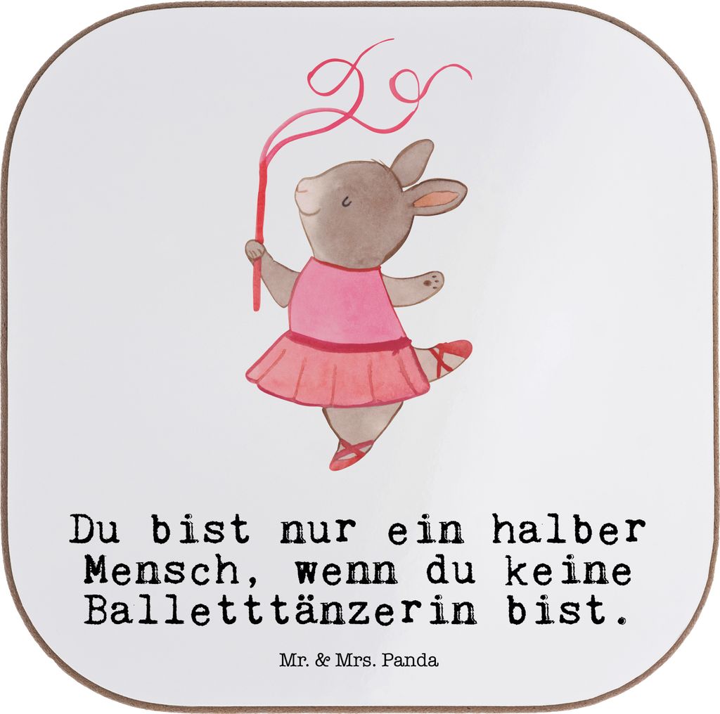 Mr. & Mrs. Panda Untersetzer Tasse Balletttänzerin Herz - Weiß - Geschenk, Beruf, Lustig, Coaster, Ballett, Ballerina, Tischschoner, gläserunter...
