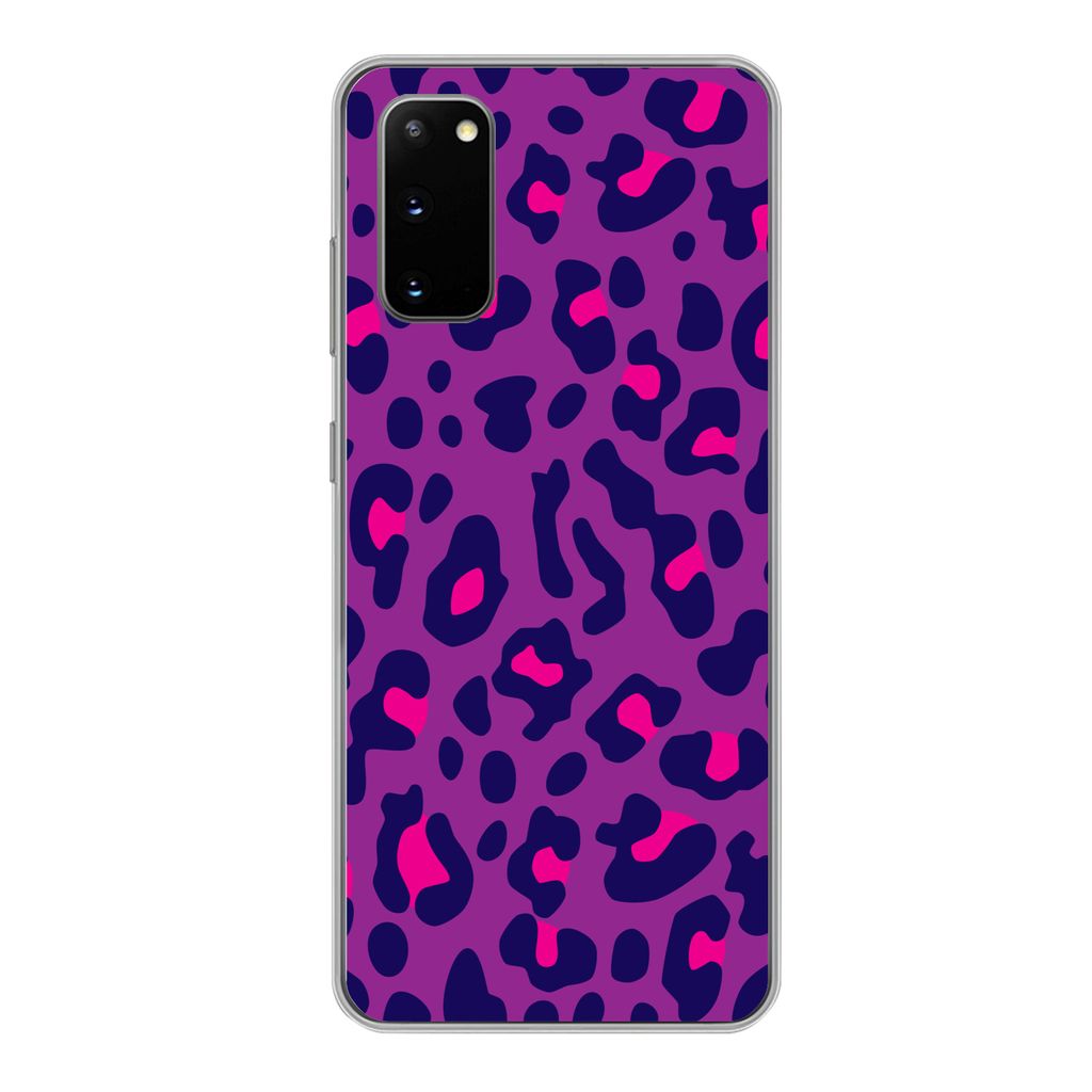 MuchoWow Handyhülle Schutzhülle Hülle für Samsung Galaxy S20 Pantherdruck - Lila - Rosa Silikon Softcase Handy Hülle - Bild