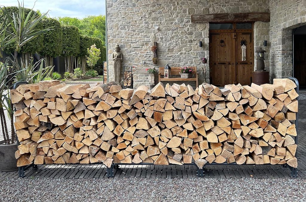 Metallisches Kaminholzregal anthrazit für 1,0 m³ Holzlagerung - Stabile und starke Stapelhilfe