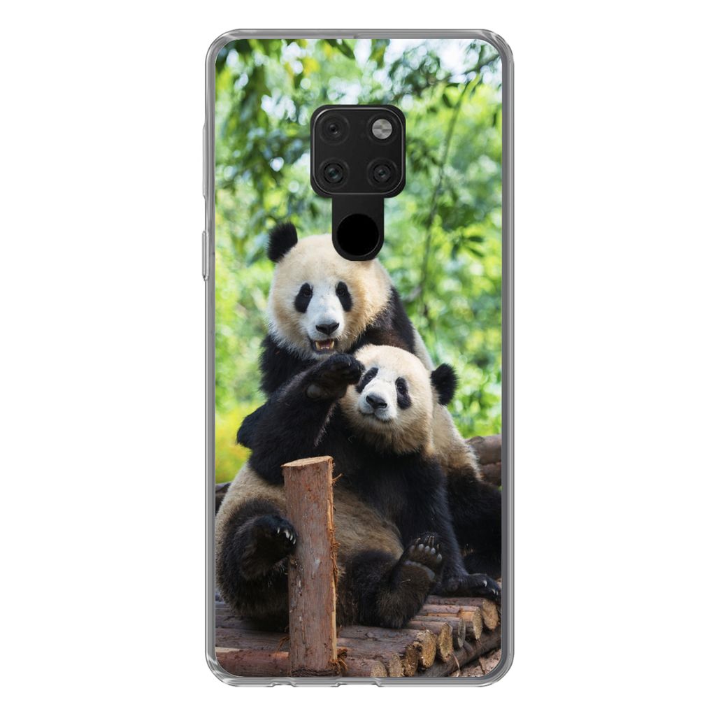 MuchoWow Handyhülle Schutzhülle Hülle für Huawei P40 Lite Panda - Brücke - Natur Silikon Softcase Handy Hülle - Handy