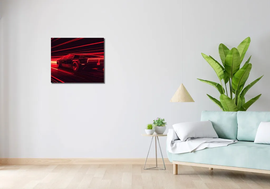 Quadro 60x50 cm Velocità nel neon rosso - 2