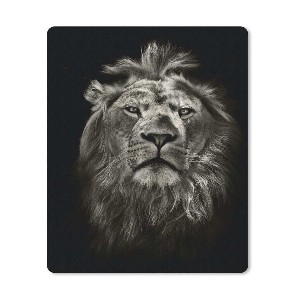 MuchoWow Mauspad Mousepad Löwe - Tiere - Porträt - Wildtiere - Schwarz und weiß 19x23 cm - Mousepads - Maus Mat - Pad - Mausunterlage - Mauspa...