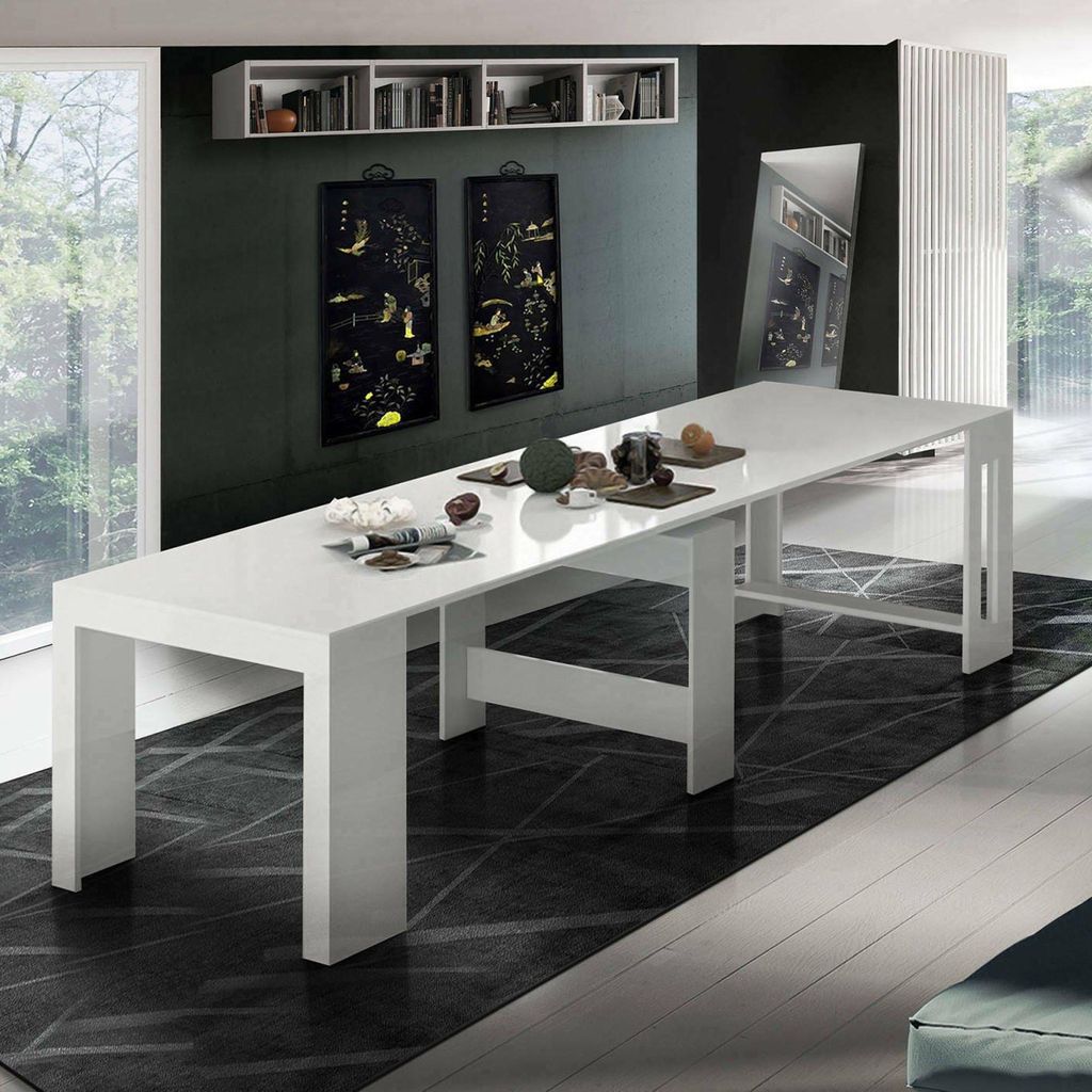 Dmora Consolle Allungabile Anello 90x300x77h cm Bianco Immagine del prodotto 