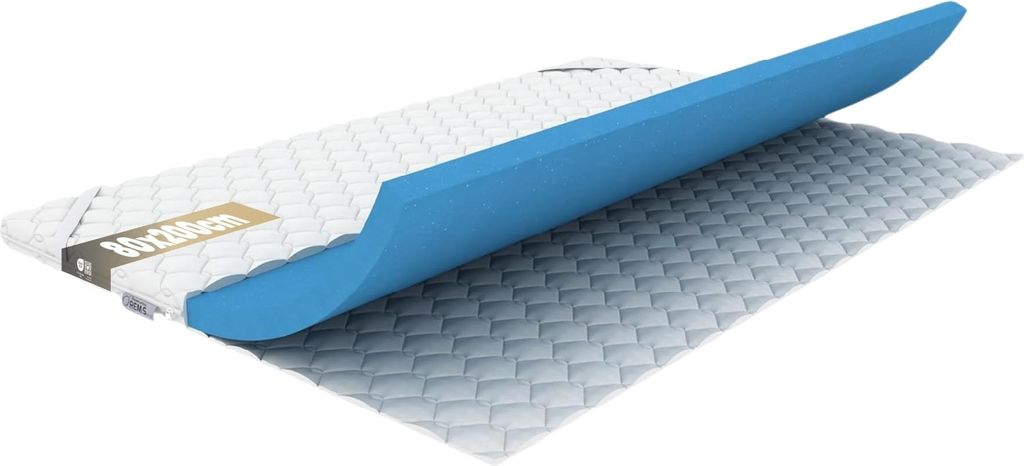 REM-Sen Matratzentopper 80x200 cm Höhe 6 cm, Gelschaum Härtegrad H2 Weich, Atmungsaktiver Gel Topper, Druckentlastend Matratzenauflage mit abnehm...