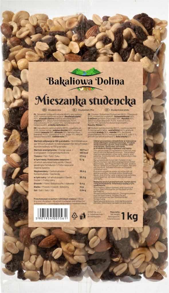Mieszanka Studencka - 1 KG - Mieszanka orzechów i owoców - Zdjęcie produktu 