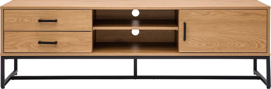 Miliboo - TV-Möbel mit hellem Holzdekor in Eiche und schwarzem Metall B160 cm LOVATO