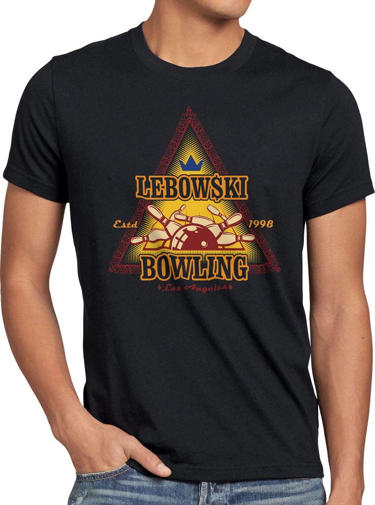 BaumwolleCloud Lebowski Bowling Herren T-Shirt Dude Bowler Big Rude