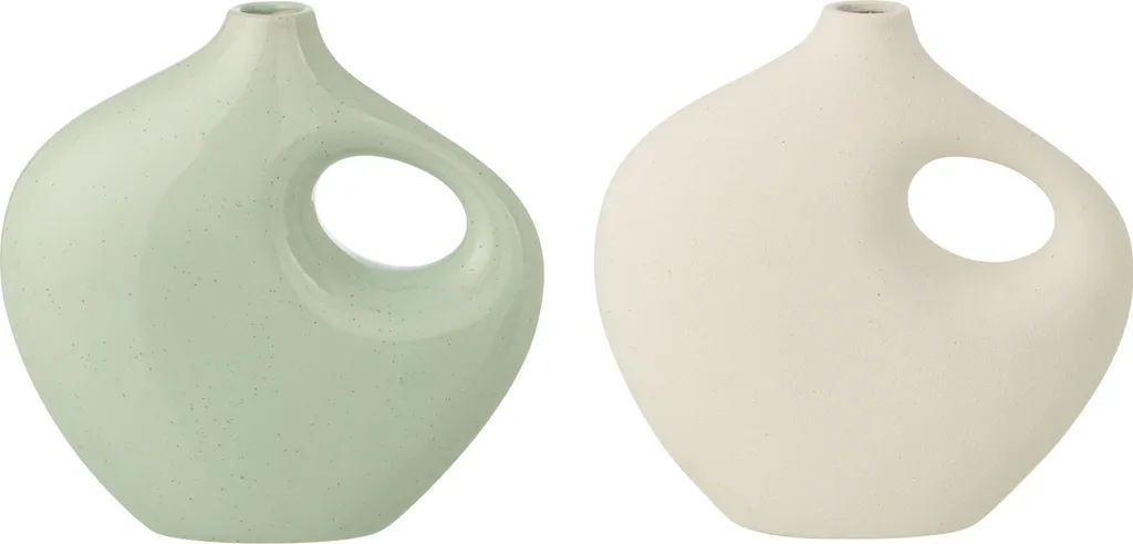 Grand vase Lea J-Line en porcelaine bicolore vert et blanc - 22 cm
