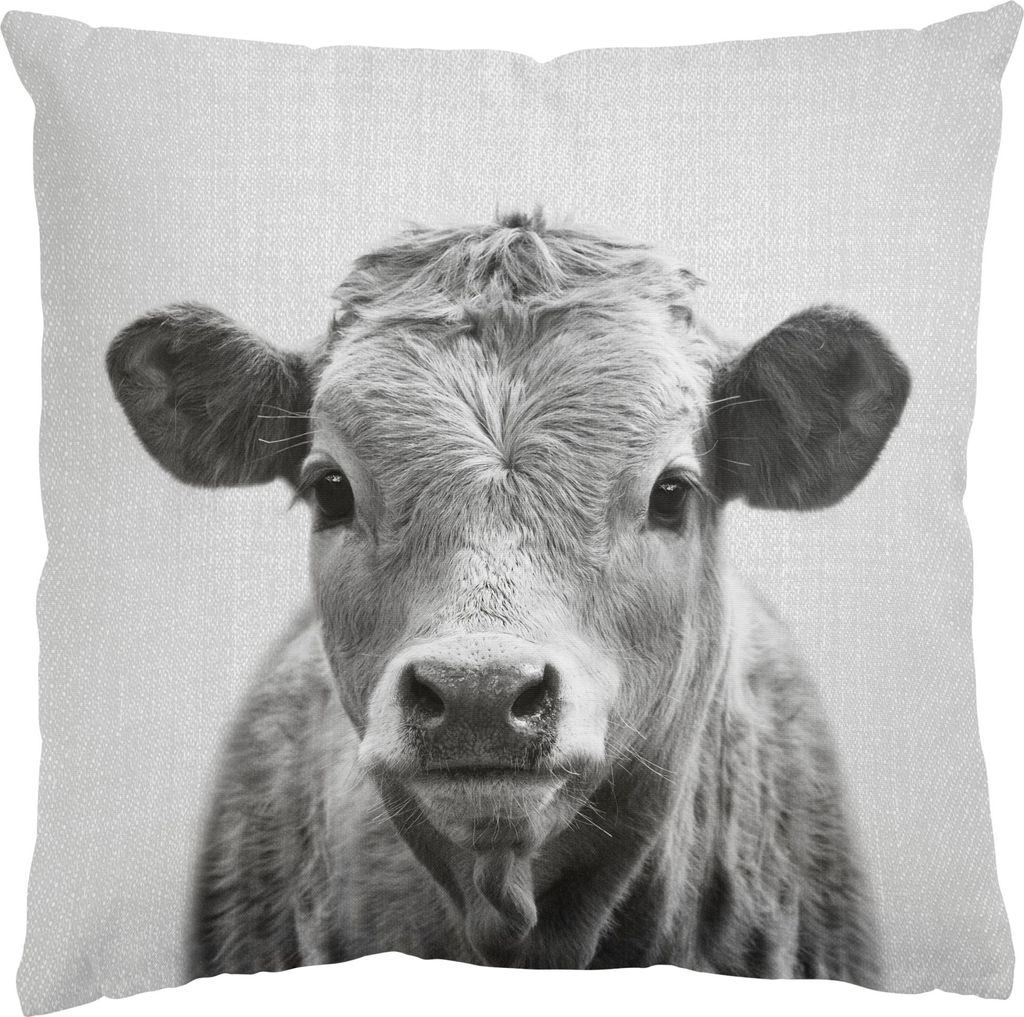 Dekokissen Tiere drinnen / Indoor Zierkissen Canvas waschbar Design schwarz weiss Motiv Sofakissen ohne Füllung
