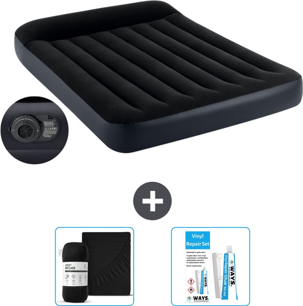 Intex Airbed - Doppelbett - 137 x 191 x 25 cm - Blau - Inklusive Pumpe - Spannbettuch en Reperaturset