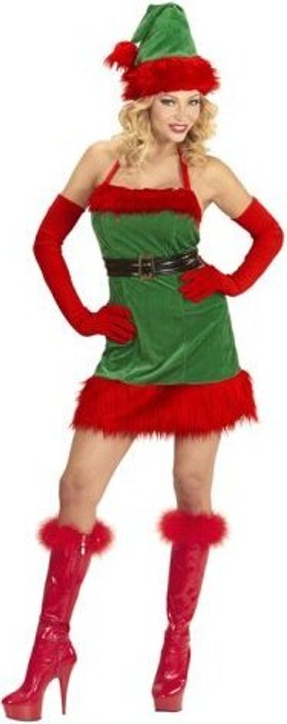 ELF SANTAS KLEINE HELFERIN (Kleid, Gürtel, Hut) Größe XS
