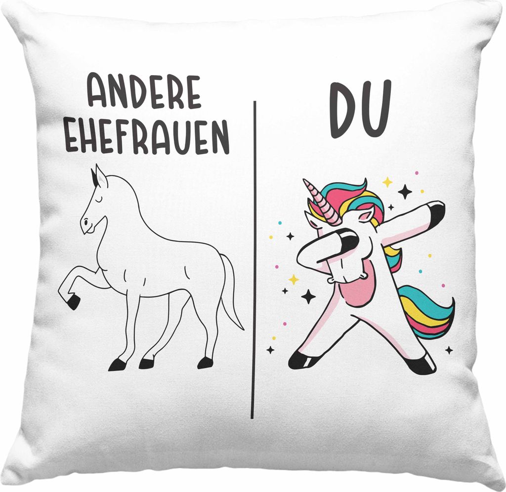 Trendation - Beste Ehefrau Deko-Kissen mit Füllung 40x40 Geschenk Sprüche Geburtstagsgeschenk Geburtstag (Grau)