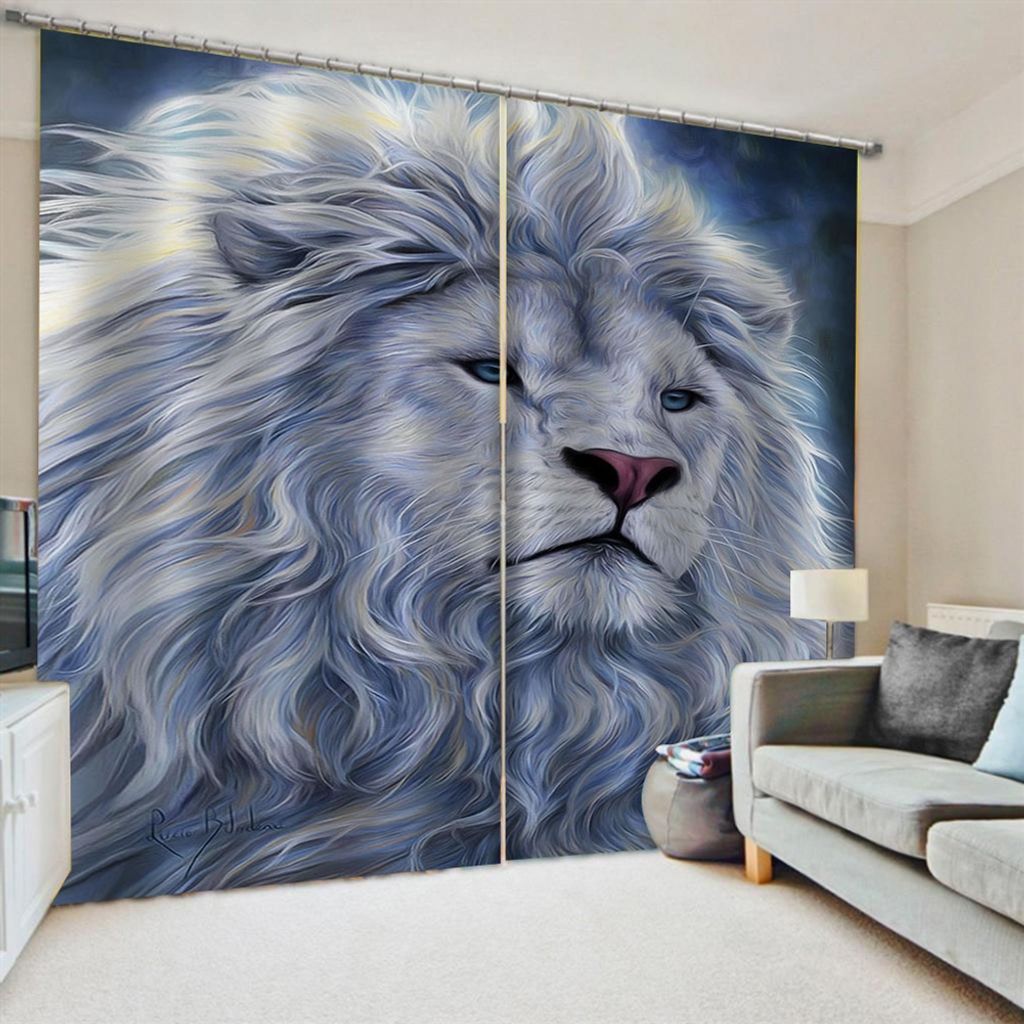 Icegrey 2 Stš¹ck Tiere Gardinen Vorh?nge Verdunkelungsvorh?nge Blickdicht 3D Curtain Schlafzimmer Wohnzimmer mit Haken, Stil 6, 170x166cm