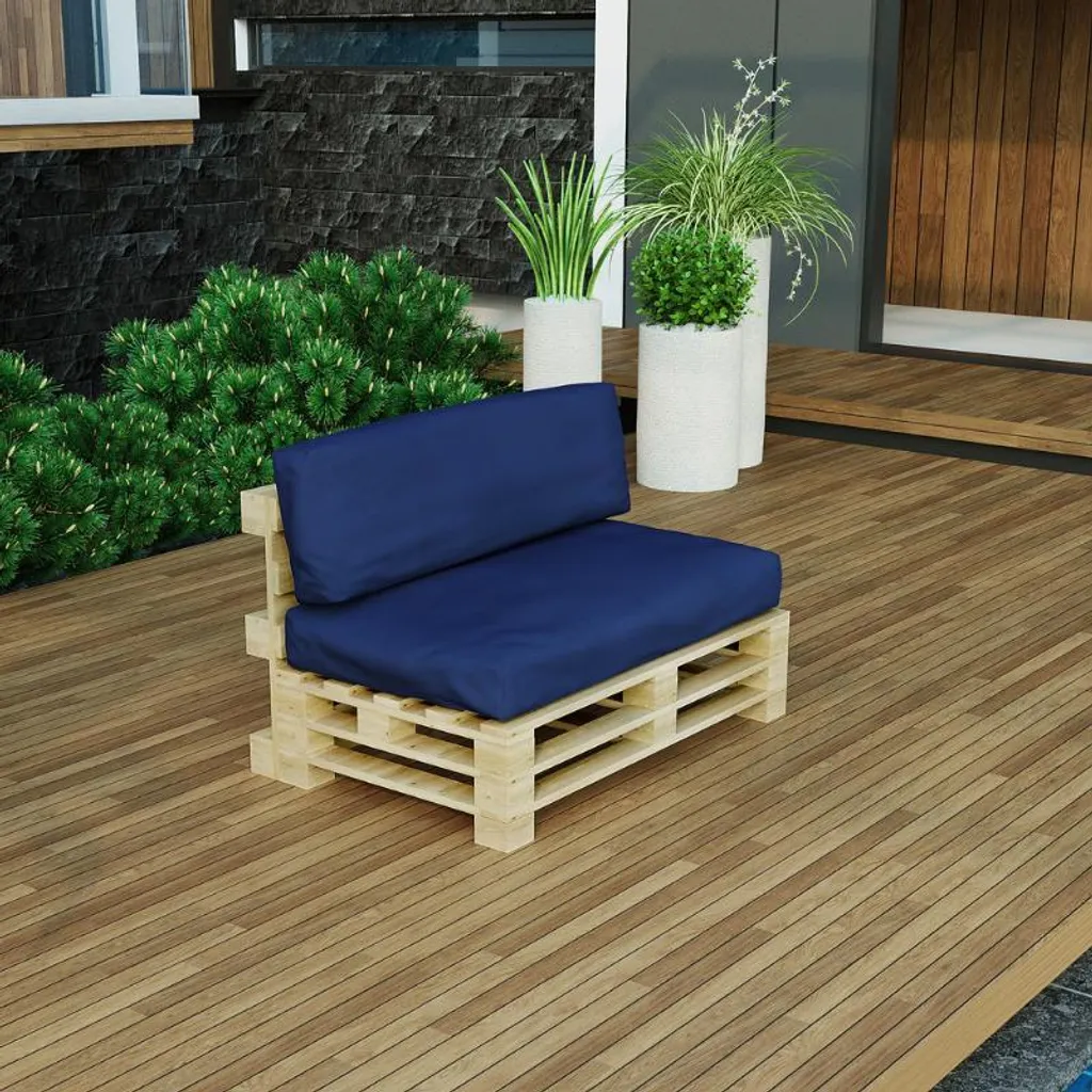 Offerta Lotto 2 Cuscini per Pallet BANANAIR Blu Sfoderabile 120x80x40 - 2