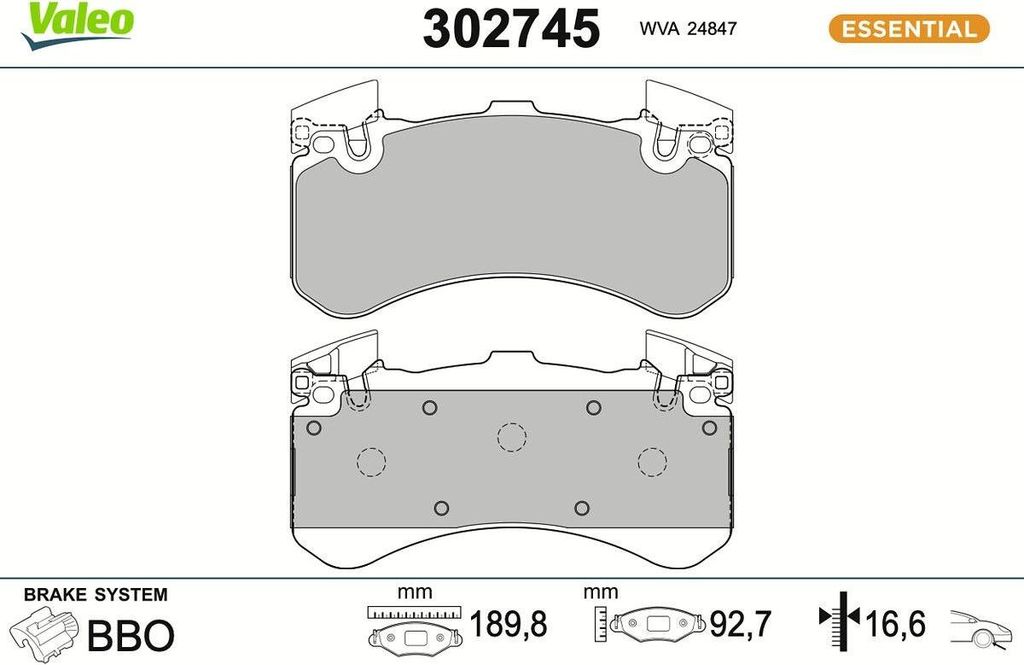 VALEO Bremsbeläge Satz Vorne für AUDI A6 Avant (4G5, 4GD, C7) 302745