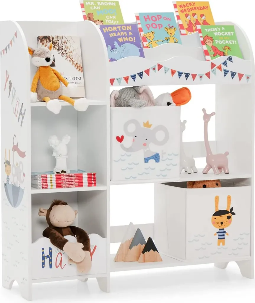 Organisateur de Jouets pour Enfant avec Étagère de Rangement en Bois