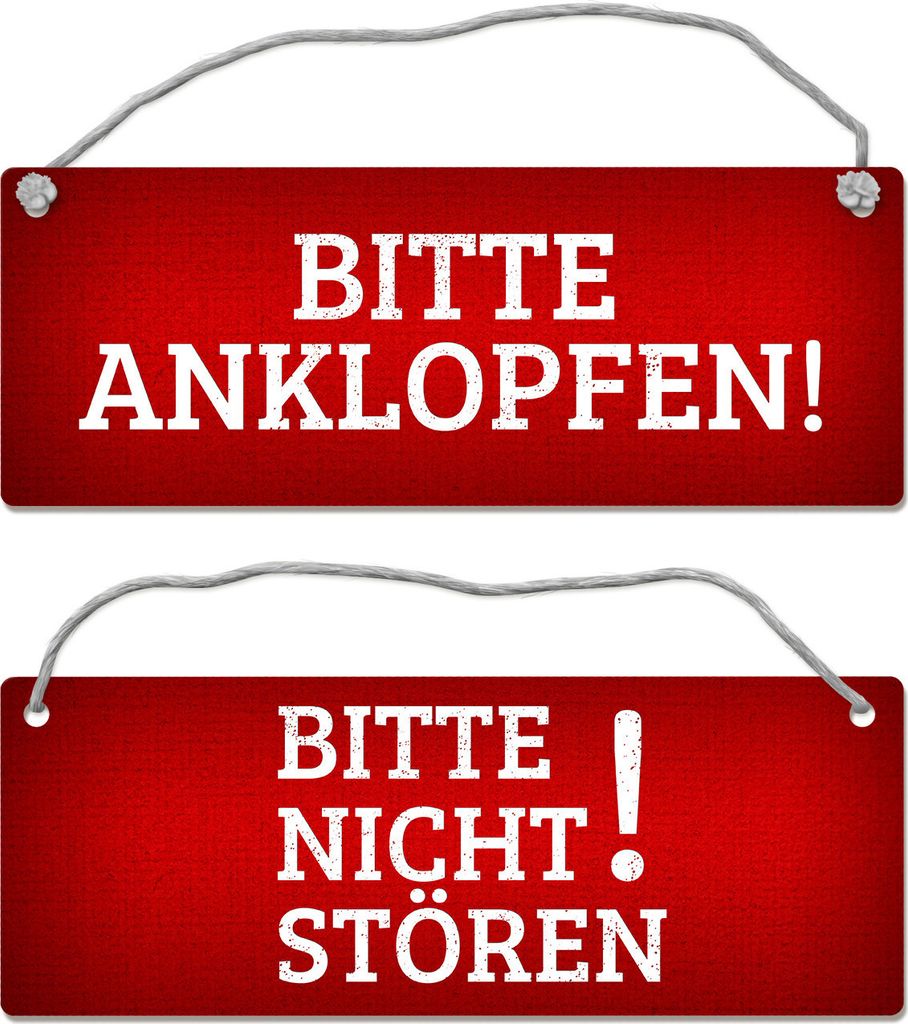 Rotes Bitte nicht stören - Bitte anklopfen Wendeschild mit Kordel Schild