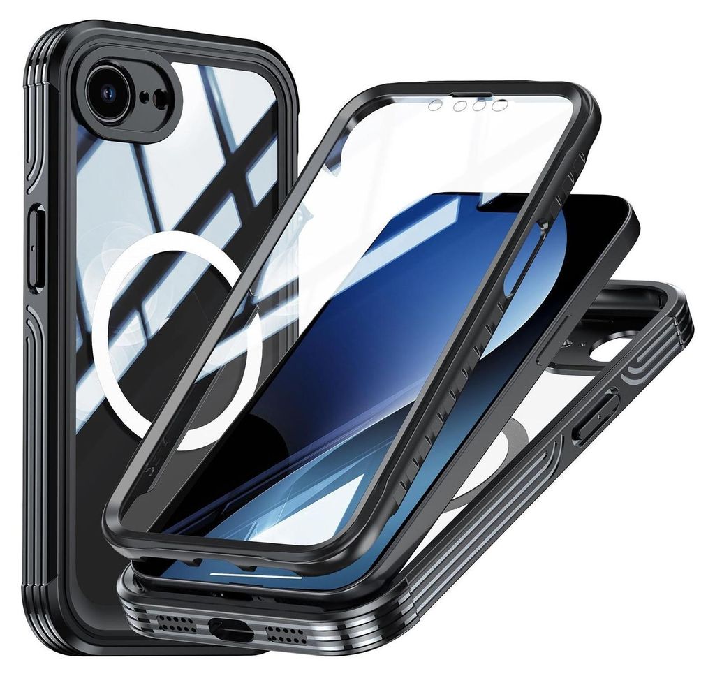 Handyhülle MagSafe für Apple iPhone 17e / 16e 360 Hybrid Tasche Bumper Schwarz