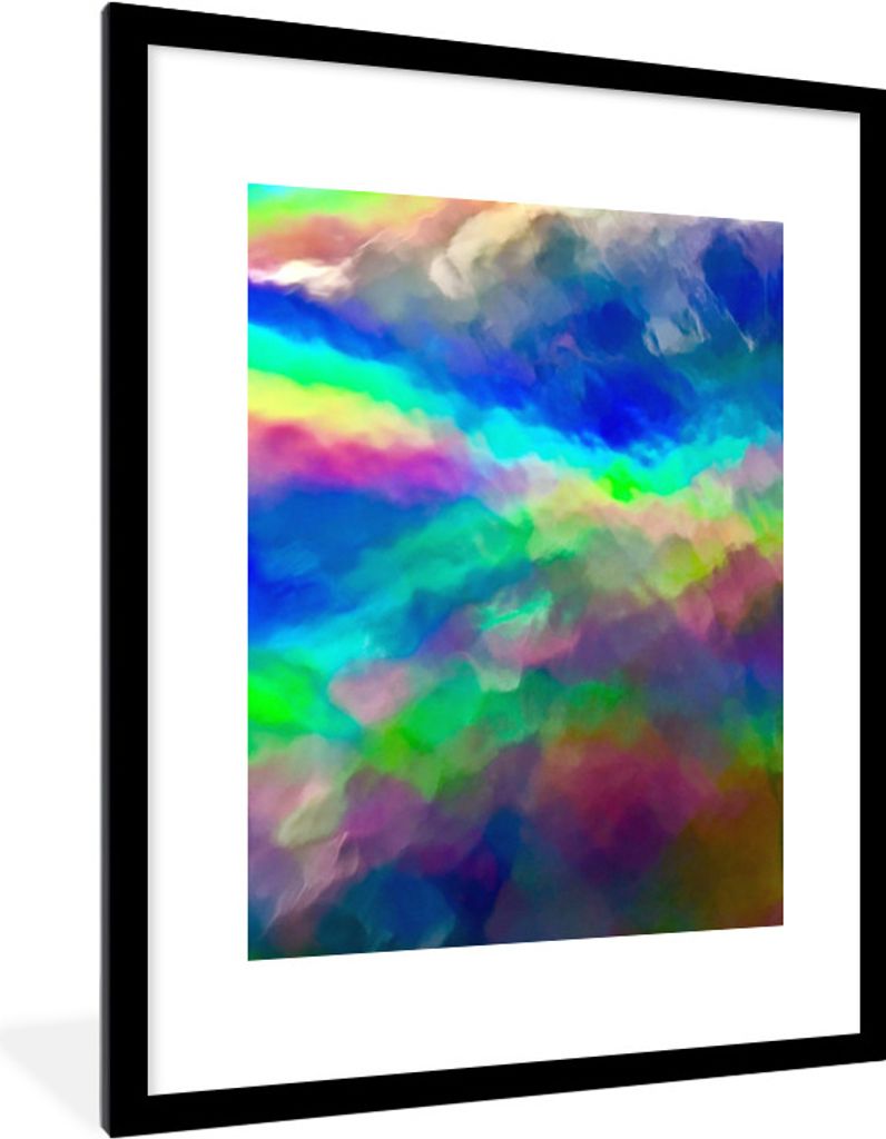 MuchoWow Gerahmtes Poster Aquarell - Kunst - Psychedelisch 60x80 cm - Poster mit Schwarzem Bilderrahmen Wandposter Rahmen Foto Bilder - Wohnzimme...