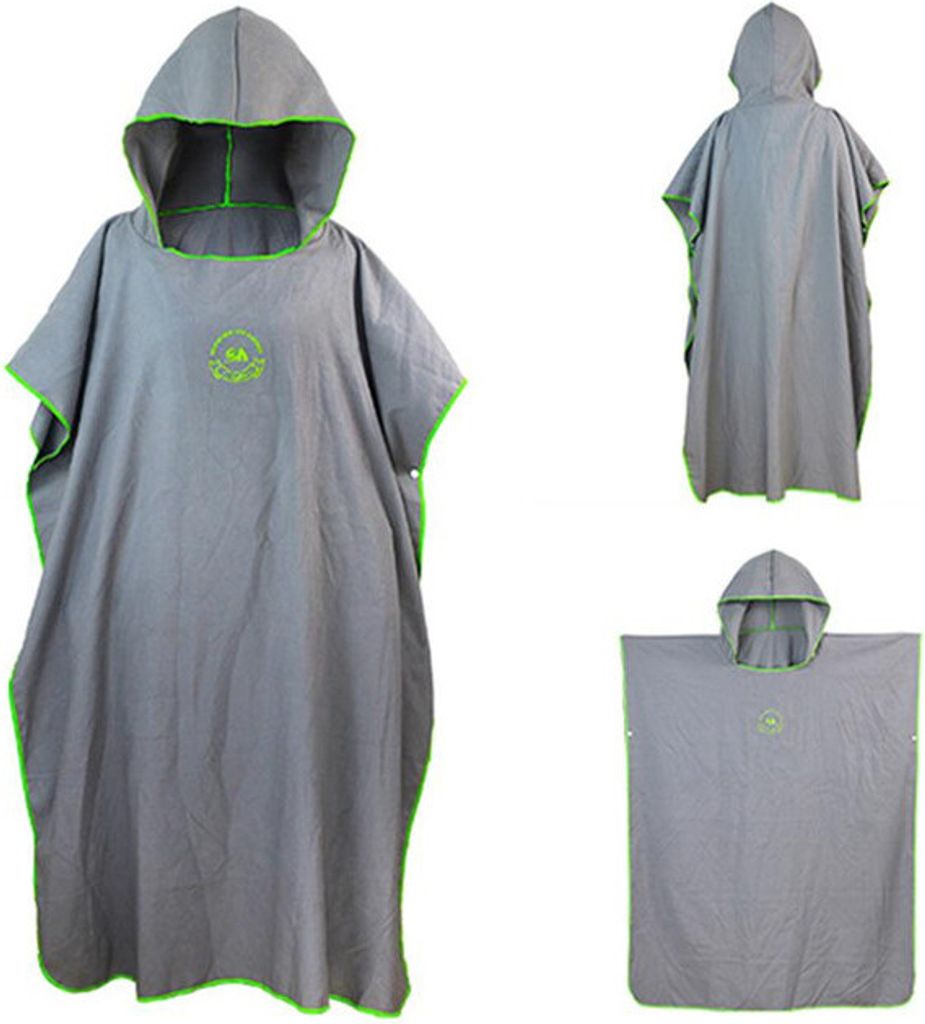 Mikrofaser Surf Beach Neoprenanzug Wickeltuch Bademantel Poncho mit Kapuze Fit All - Grau