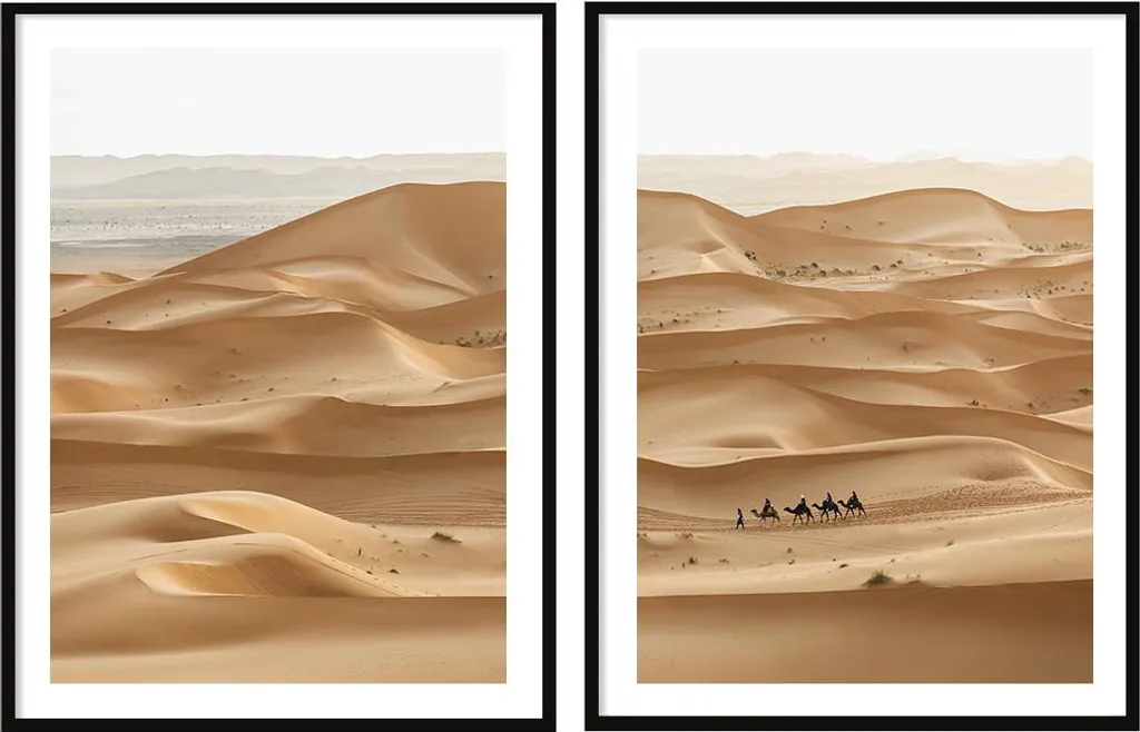 Affiche désert encadrée diptyque P2072 pour relooker un mur vide