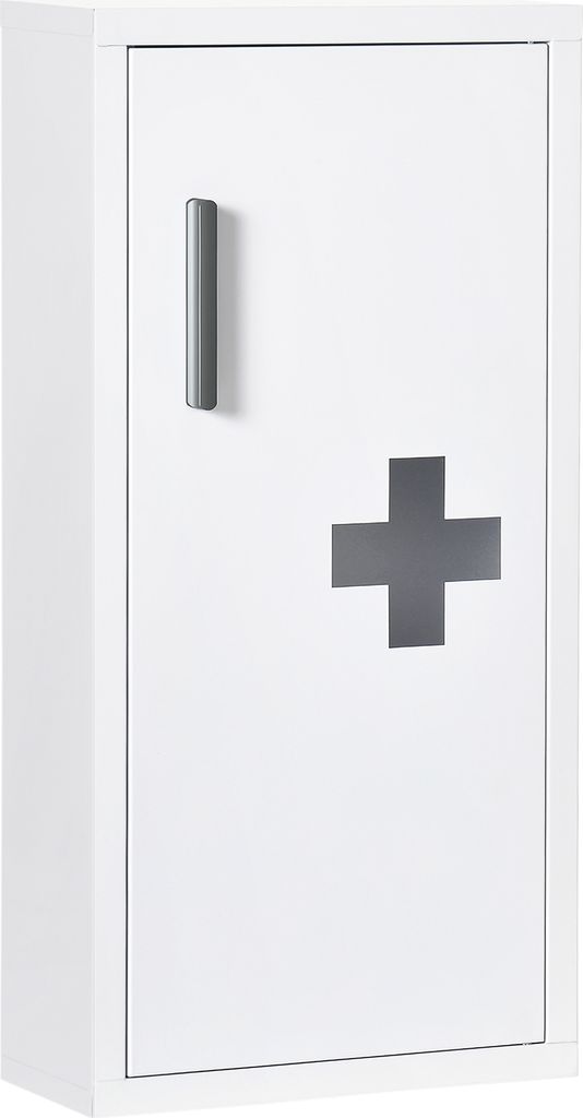 kleankin Medizinschrank, Erste Hilfe Schrank, Apothekerschrank mit 3 Innenfächern, Arzneischrank mit Magnetverschluss, Medikamentenschrank mit Gri...