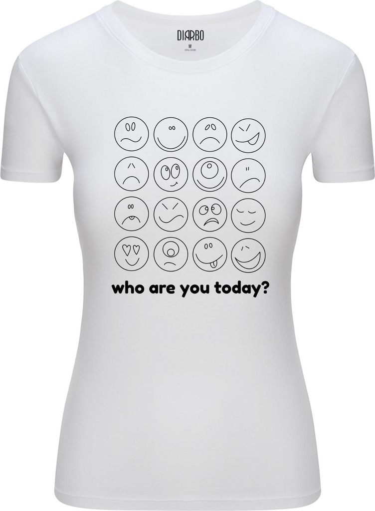 Diarbo Damen T-Shirt mit Lustigem Druck Wer bist du heute? Weiß Gr.XXL